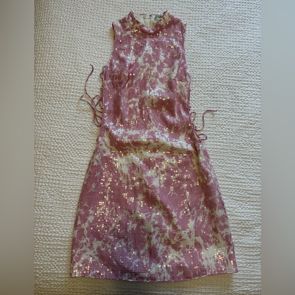 Pink Tie-Dye Sleeveless Dress